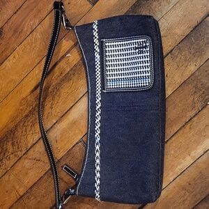 Lauren Ralph Lauren Denim Black and White Houndstooth Mini Bag